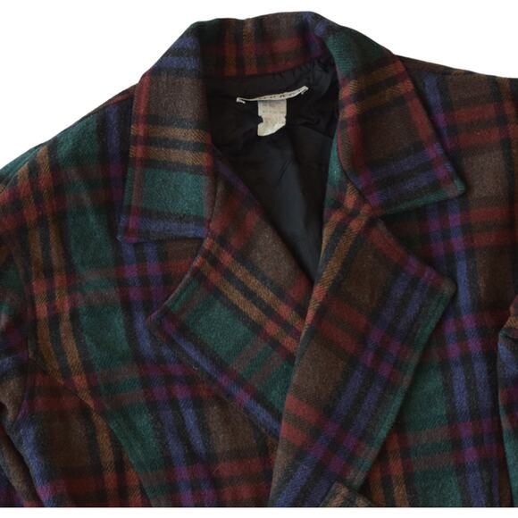 Vintage Rampage Plaid Jacket | 90s Wool Blend with Waist Tie Closure - Picture 2 of 5